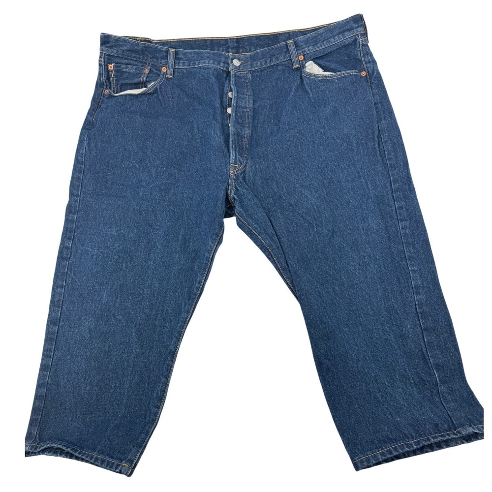 Levi's 501 Long Shorts Original Fit Men 46x21 Blue Denim Button Fly Jeans